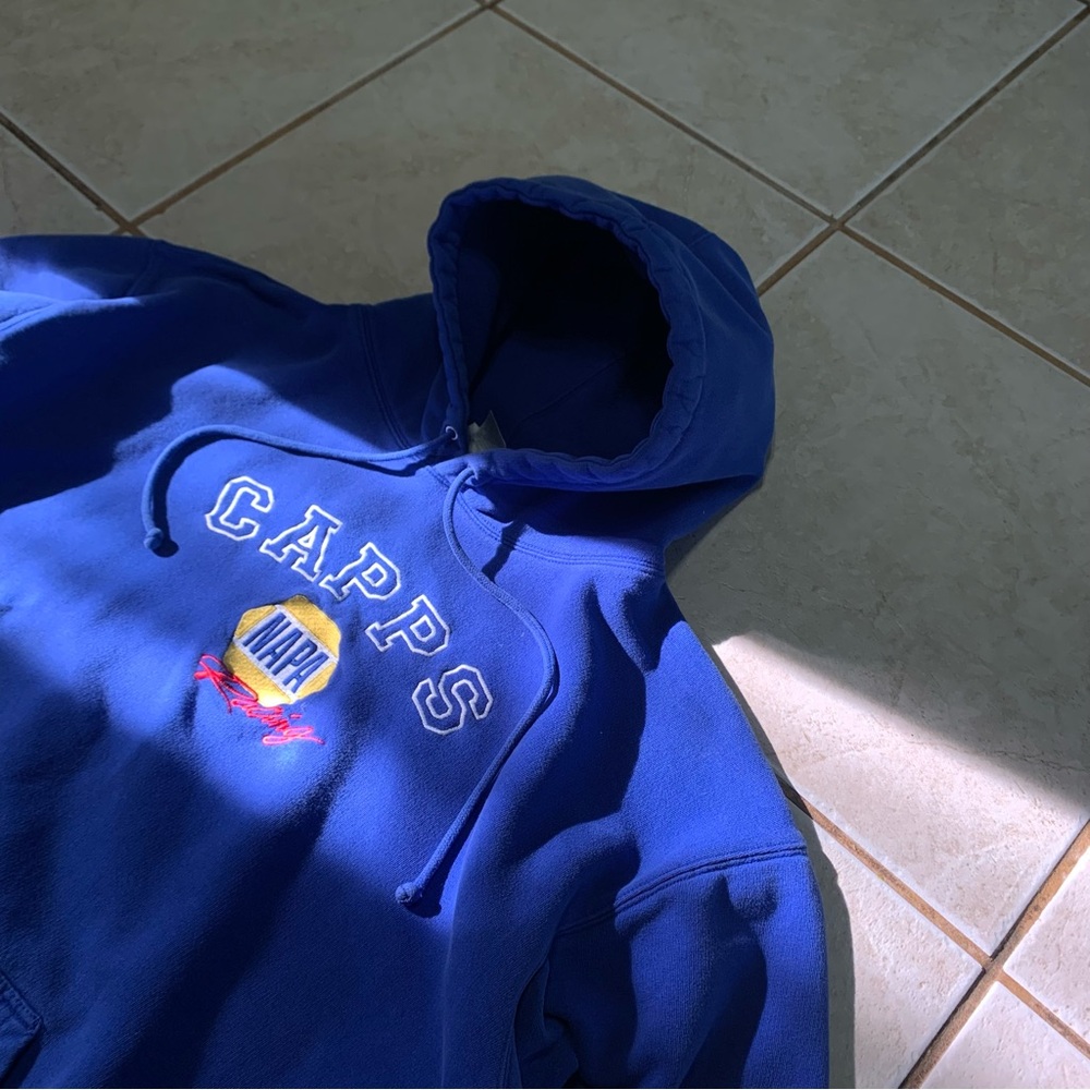 Vintage "CAPPS Napa Racing" Blue Hooded Sweatshirt XXL